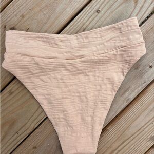 Aerie high cut cheeky Textured Beige bathing suit Bottoms size xl